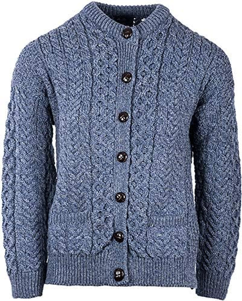 Achill Island Aran Cardigan for Women, 100% Merino Wool, Authentic Irish Knit Cardigan, Made in Ireland