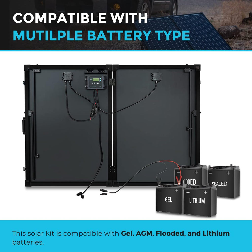 200 Watt 12 Volt Portable Solar Panel with Waterproof 20A Charger Controller, Foldable 100W Solar Panel Suitcase with Adjustable Kickstand, Solar Charger for Power Station RV Camping off Grid