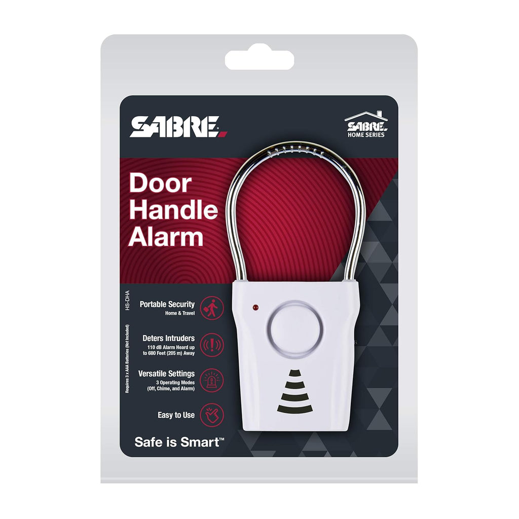 110Db Door Handle Alarm, Extremely Loud Wireless Alarm Audible up to 680 Ft Away, Hangs off Door Knob or Handle, Vibration-Triggered Home Security Alarm, 3 Adjustable Settings, Great for Travel