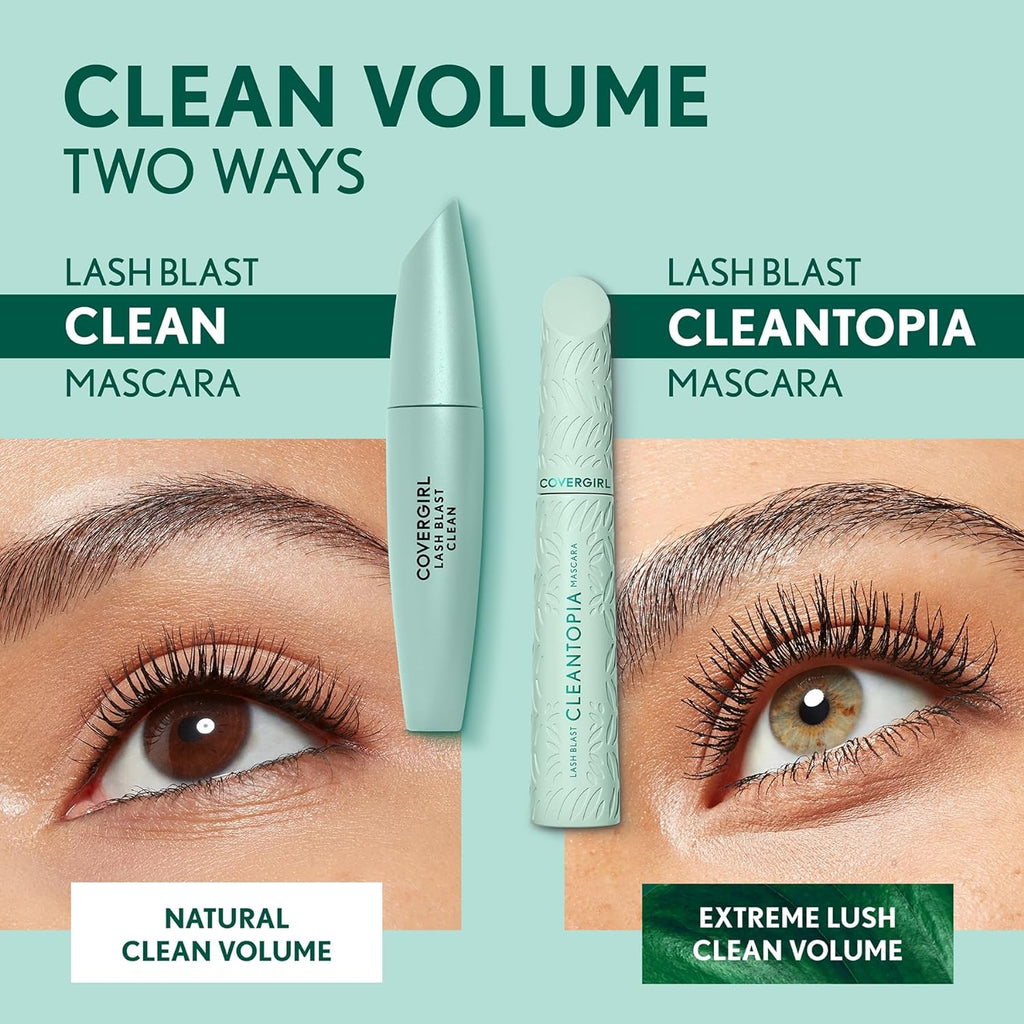 Lash Blast Clean Volume Mascara, Vegan Formula, Volumizing, Smudge-Proof, Cruelty Free, Pitch Black, 1 Count