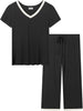 Cooling Pajamas Set Bamboo Viscose Pjs Ultra Soft Short Sleeve Womens Sleepwear S-XXL