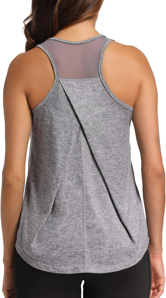 Womens Workout Tops for Women Racerback Tank Tops Mesh Yoga Shirts Athletic Running Tank Tops Sleeveless Gym Clothes