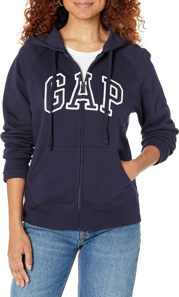 Women'S Logo Hoodie Hooded Full Zip Sweatshirt