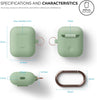 Silicone Case with Keychain Compatible with Apple Airpods Case 1 & 2, Front LED Visible, Supports Wireless Charging, Protective Silicone [Pastel Green]