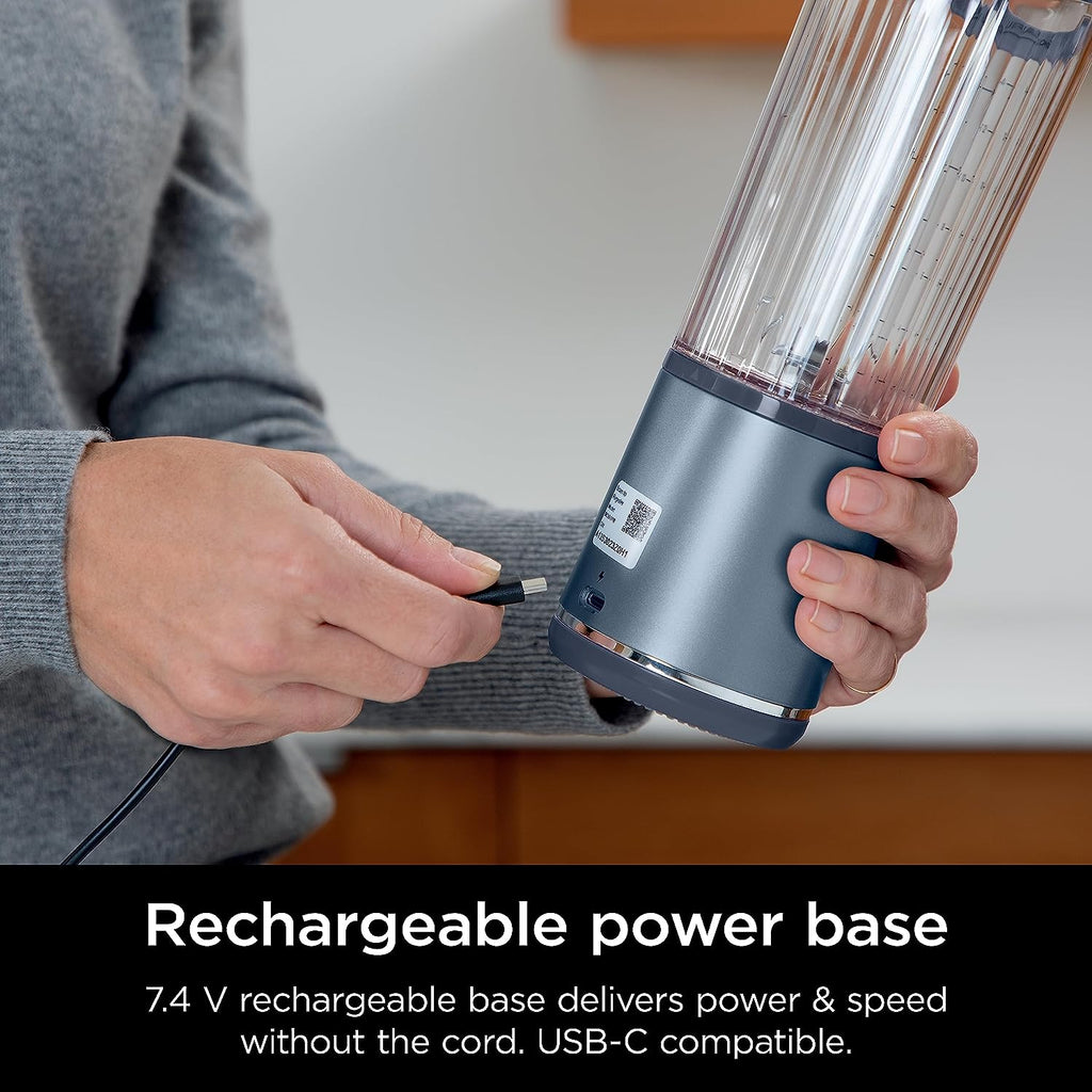 BC151NV Blast Portable Blender, Cordless, 18Oz. Vessel, Personal Blender-For Shakes & Smoothies, BPA Free, Leakproof-Lid & Sip Spout, USB-C Rechargeable, Dishwasher Safe Parts, Denim Blue