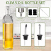 17oz Olive Oil Dispenser Bottle, 500ml Oil & Vinegar Cruet with 2 Stainless Steel Pourers, 2 Labels,1 Brush and 1 Funnel for Kitchen