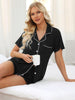 Womens Pajamas Set Short Sleeve Sleepwear Button down Nightwear Shorts Soft Pj Sets S-XXL