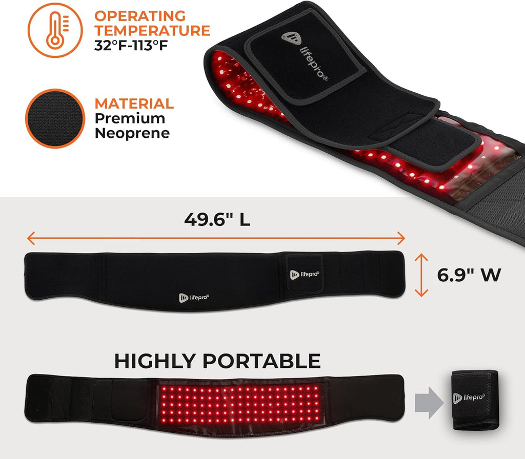 Red Light Therapy Belt - near Infrared Light Therapy & Red Light Therapy for Muscle Pain, Inflammation, Elbow Joint & Back Pain Relief - Infrared Therapy or Infrared Light Therapy