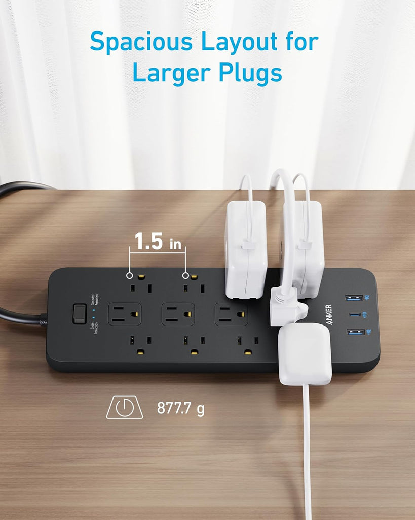 Surge Protector Power Strip (2100J), Anker 12 Outlets with 1 USB C and 2 USB Ports for iPhone