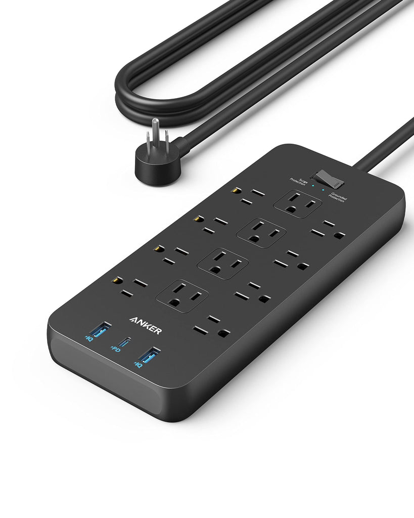 Surge Protector Power Strip (2100J), Anker 12 Outlets with 1 USB C and 2 USB Ports for iPhone