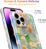 Case for iPhone 15 Pro Max, Colorful Retro Oil Painting Printed Flower Laser Glossy Pattern Cute Curly Wave Edge Exquisite Phone Cover Stylish Durable TPU Protective Case for Girls Women-Green