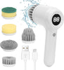 Electric Spin Scrubber, Power Scrubber Cordless Electric Shower Scrubber for Cleaning with LED Display, for Bathroom, Tub, Kitchen Stove, Tile Grout with 6 Brush Heads