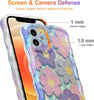 Case for iPhone 15 Pro Max, Colorful Retro Oil Painting Printed Flower Laser Glossy Pattern Cute Curly Wave Edge Exquisite Phone Cover Stylish Durable TPU Protective Case for Girls Women-Green