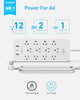 Surge Protector Power Strip (2100J), Anker 12 Outlets with 1 USB C and 2 USB Ports for iPhone