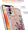 Case for iPhone 15 Pro Max, Colorful Retro Oil Painting Printed Flower Laser Glossy Pattern Cute Curly Wave Edge Exquisite Phone Cover Stylish Durable TPU Protective Case for Girls Women-Green