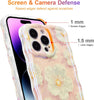 Case for iPhone 15 Pro Max, Colorful Retro Oil Painting Printed Flower Laser Glossy Pattern Cute Curly Wave Edge Exquisite Phone Cover Stylish Durable TPU Protective Case for Girls Women-Green