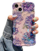 Case for iPhone 15 Pro Max, Colorful Retro Oil Painting Printed Flower Laser Glossy Pattern Cute Curly Wave Edge Exquisite Phone Cover Stylish Durable TPU Protective Case for Girls Women-Green