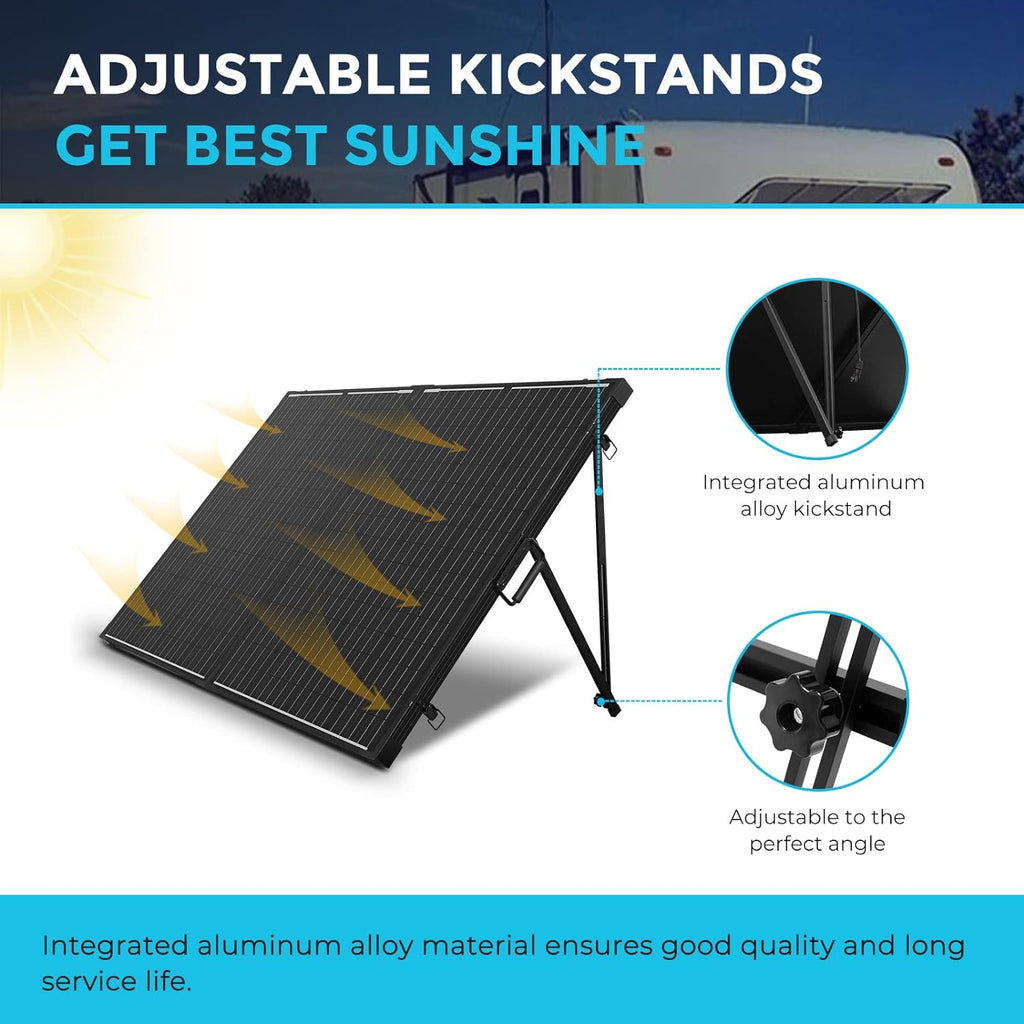 200 Watt 12 Volt Portable Solar Panel with Waterproof 20A Charger Controller, Foldable 100W Solar Panel Suitcase with Adjustable Kickstand, Solar Charger for Power Station RV Camping off Grid