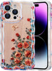 Case for iPhone 15 Pro Max, Colorful Retro Oil Painting Printed Flower Laser Glossy Pattern Cute Curly Wave Edge Exquisite Phone Cover Stylish Durable TPU Protective Case for Girls Women-Green