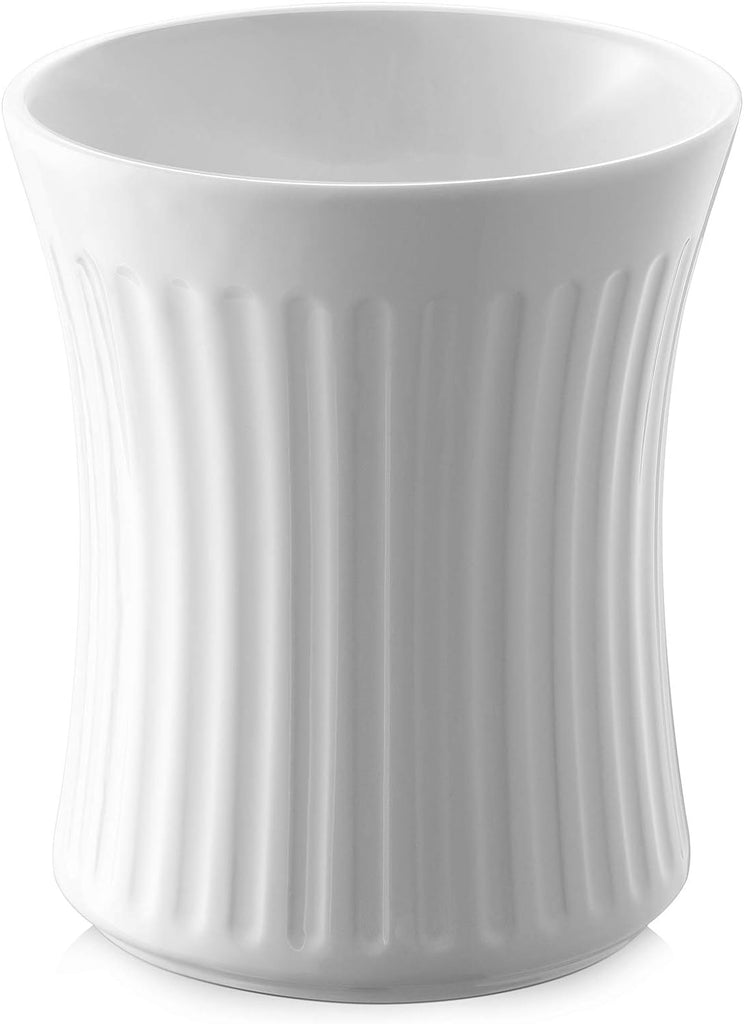 Utensil Holder - 7.3" Kitchen Utensil Holder for Countertop, Ceramic Utensil Crock, Large Cooking Utensil Holder Farmhouse Style, Deep and Stable Kitchen Tool Holders, White