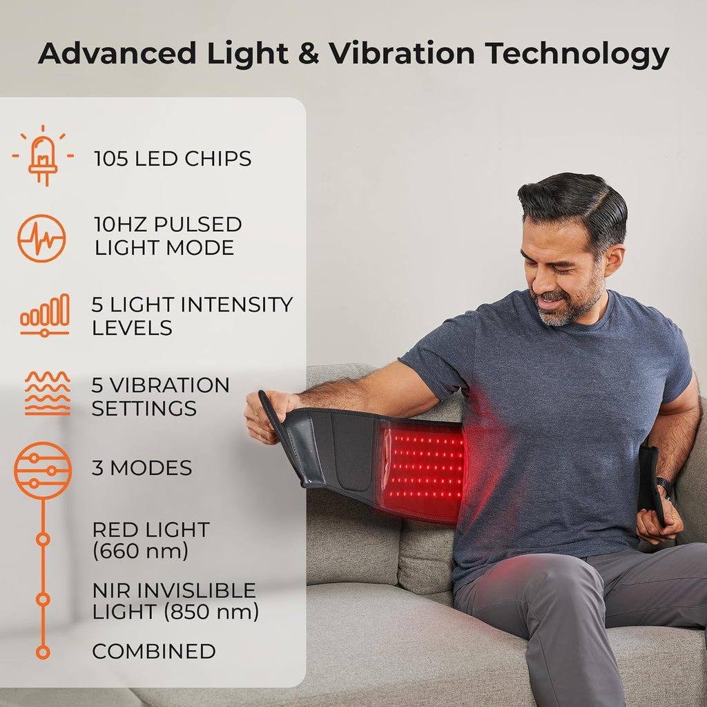 Red Light Therapy Belt - near Infrared Light Therapy & Red Light Therapy for Muscle Pain, Inflammation, Elbow Joint & Back Pain Relief - Infrared Therapy or Infrared Light Therapy