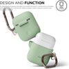 Silicone Case with Keychain Compatible with Apple Airpods Case 1 & 2, Front LED Visible, Supports Wireless Charging, Protective Silicone [Pastel Green]