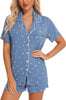 Womens Pajamas Set Short Sleeve Sleepwear Button down Nightwear Shorts Soft Pj Sets S-XXL