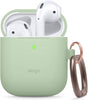 Silicone Case with Keychain Compatible with Apple Airpods Case 1 & 2, Front LED Visible, Supports Wireless Charging, Protective Silicone [Pastel Green]