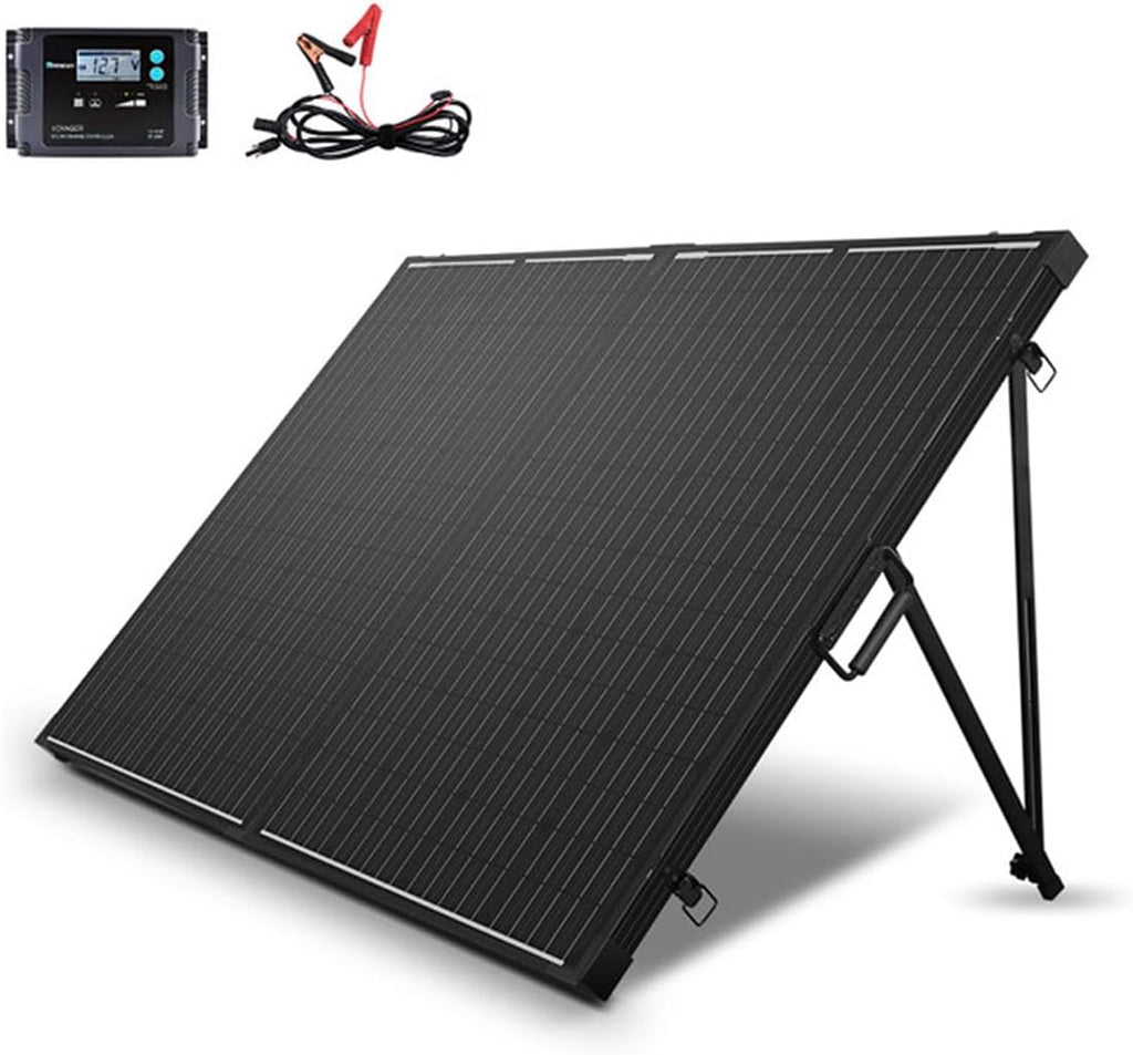 200 Watt 12 Volt Portable Solar Panel with Waterproof 20A Charger Controller, Foldable 100W Solar Panel Suitcase with Adjustable Kickstand, Solar Charger for Power Station RV Camping off Grid