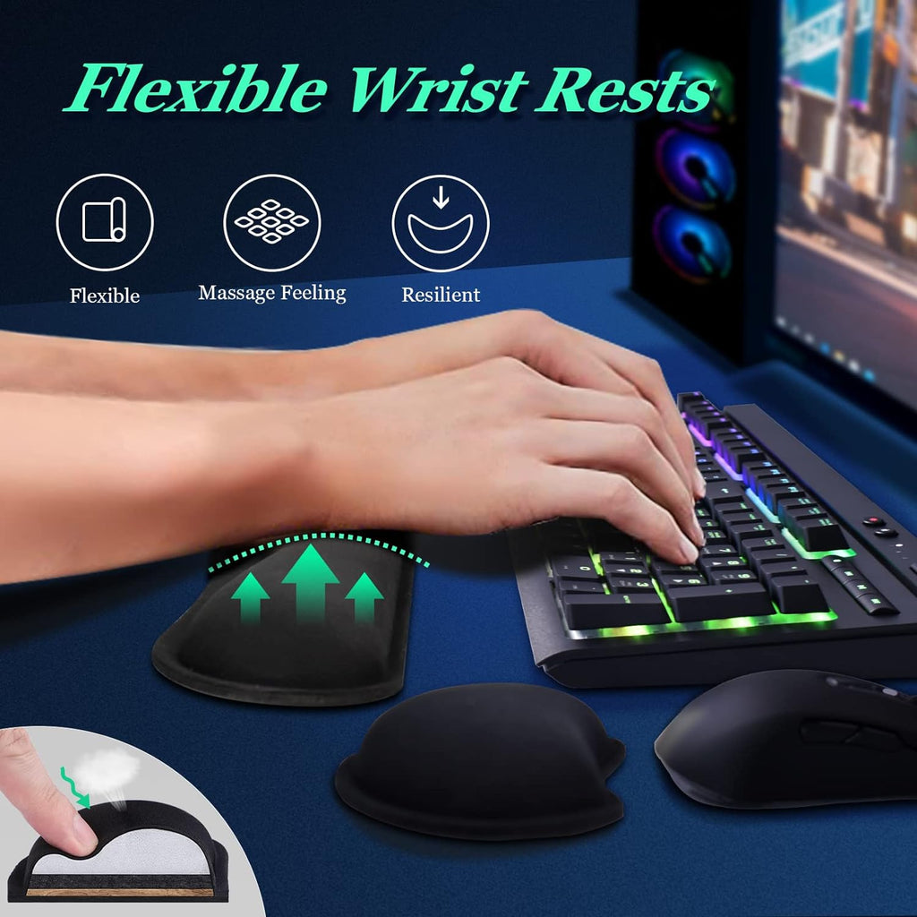 [3-In-1] Wireless Charging Gaming Mouse Pad with Wrist Support[Rgb Led], Qi Charging Gaming Keyboard Mat Mouse Pad[35.4×11.8 In][10W],Light up Mouse Pad with Wrist Support with [14 Light Modes]