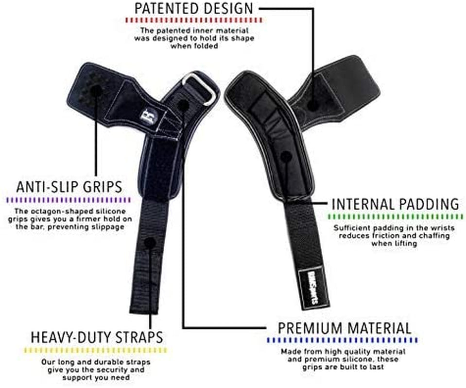 Weight Lifting Grips with Wrist Straps - Lifting Straps with Power Grip for Deadlifts - Weightlifting Gloves for Max Weight & Reps - Non-Slip Weight Lifting Straps with Lifting Grips