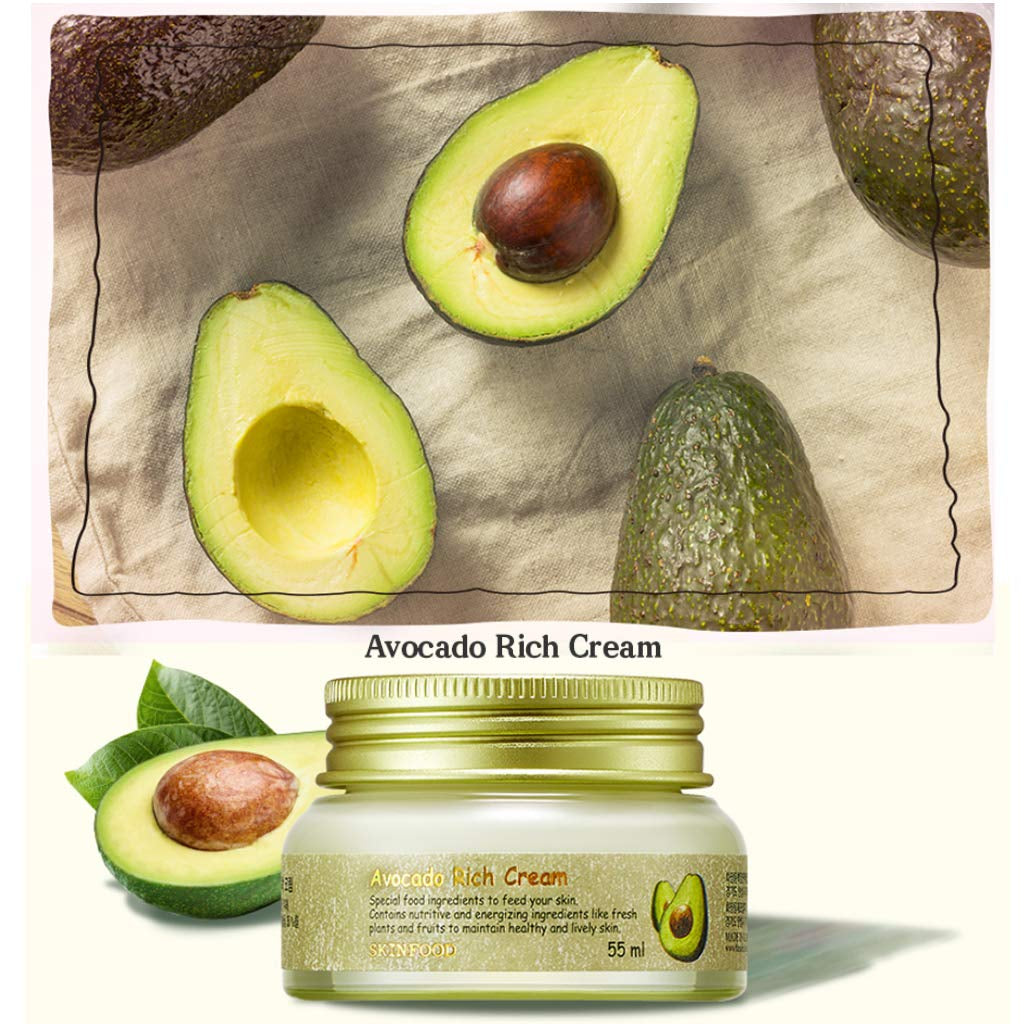 SKINFOOD Avocado Rich Moisturizer Cream 1.85 Oz (55Ml) - Containing Avocado Extract, Nourishing & Moisturizing and Minerals - Korean Face Cream - Korean Face Moisturizer - Facial Lotion