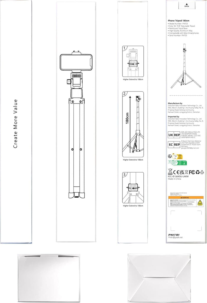 71'' Phone Tripod Stand, Extendable Reinforced Aluminum Phone Stand with Wireless Remote, Stable Cellphone Tripod Compatible with Iphone 15/14/13 Galaxy S23/S22 Huawei.