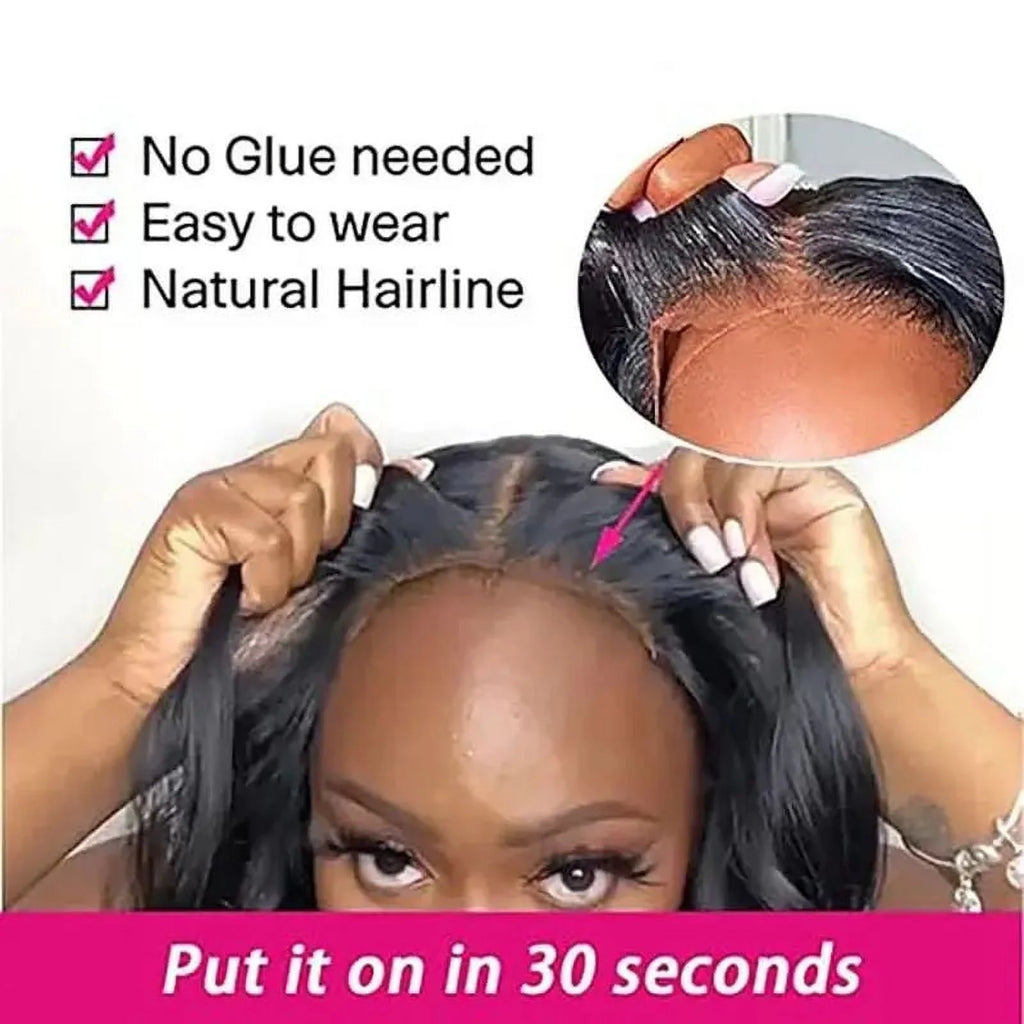 Wear and Go Glueless Wigs Human Hair Body Wave Pre Cut HD Lace 4X4 Lace Front Wigs Human Hair Pre Plucked 180% Density 3 Seconds to Wear Glueless Wigs for Beginners