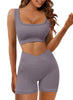 Women 2 Piece Outfits Workout Set Seamless Sport Butt Lifting Shorts Gym Yoga Booty Short Crop Tank Top Tracksuit