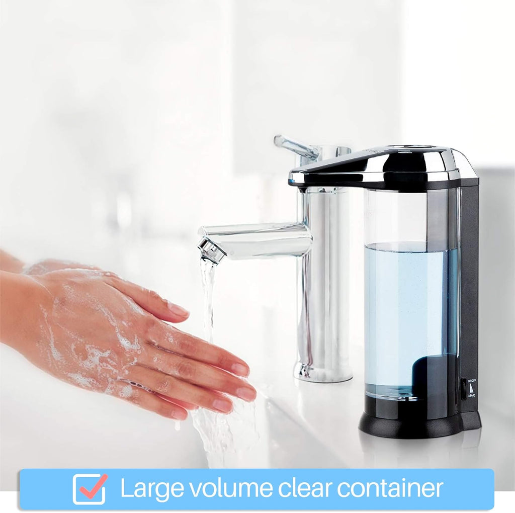 17Oz Automatic Liquid Soap Dispenser, Touchless Battery Operated Hand Soap Dispenser with Adjustable Soap Dispensing Volume Control Dial, Perfect for Household Use (Chrome)