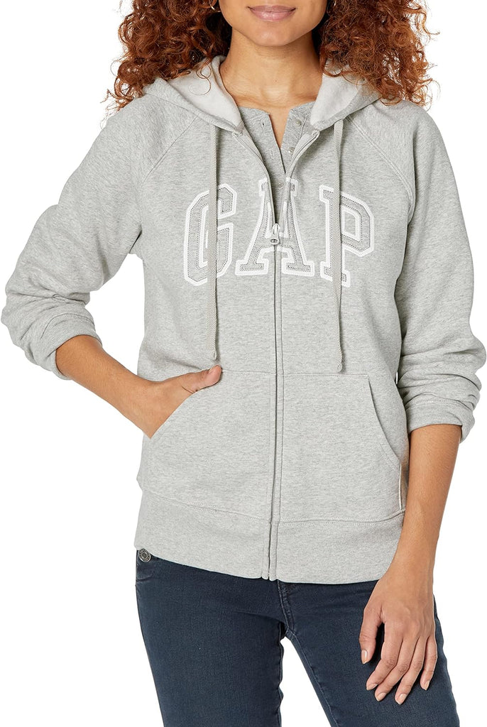 Women'S Logo Hoodie Hooded Full Zip Sweatshirt